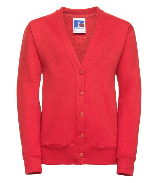 Red Cardigan with Ems Stars Pre-School Logo Embroidered on