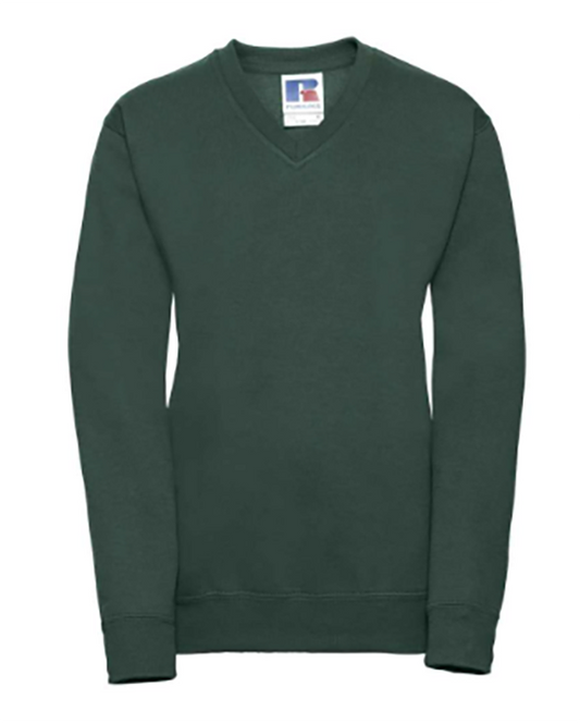 Green V Neck Jumper with Miriam Day Nursery Logo Embroidered on