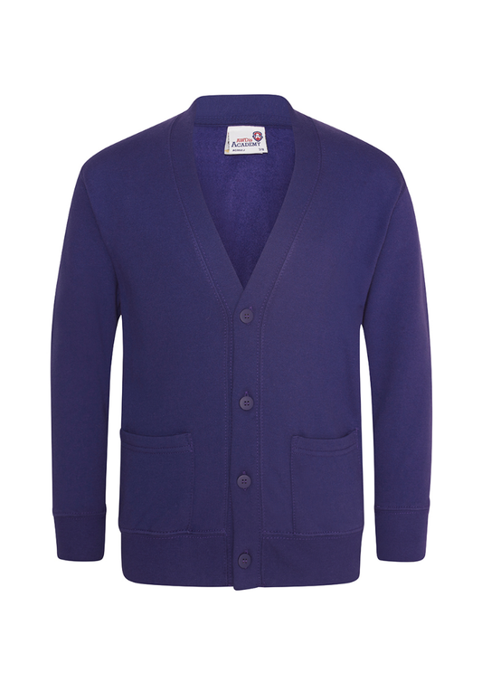 Purple Cardigan with Co-op Academy Hillside Logo Embroidered on