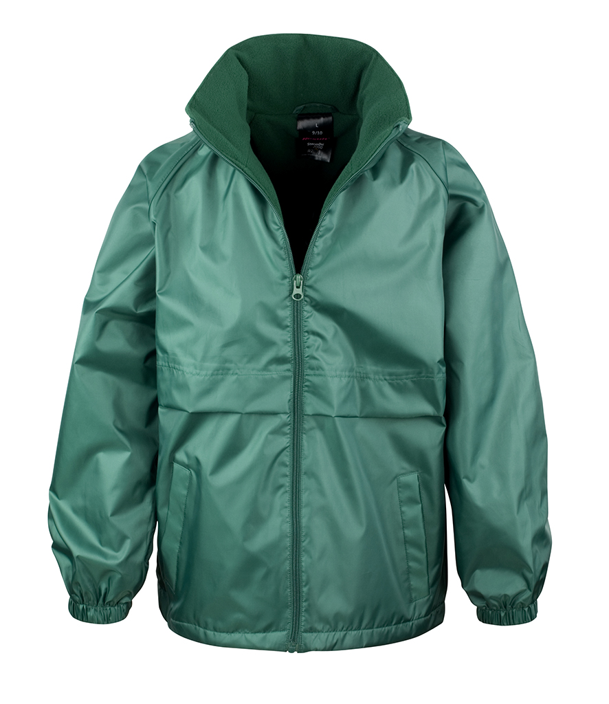 Green Reversable Coat with Woodchurch Church of England Primary School Logo Embroidered on