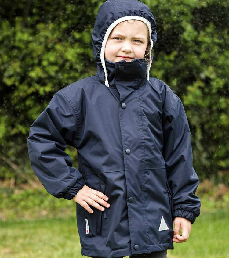 Navy Coat with Co-Op Portland Primary School Logo Embroidered on