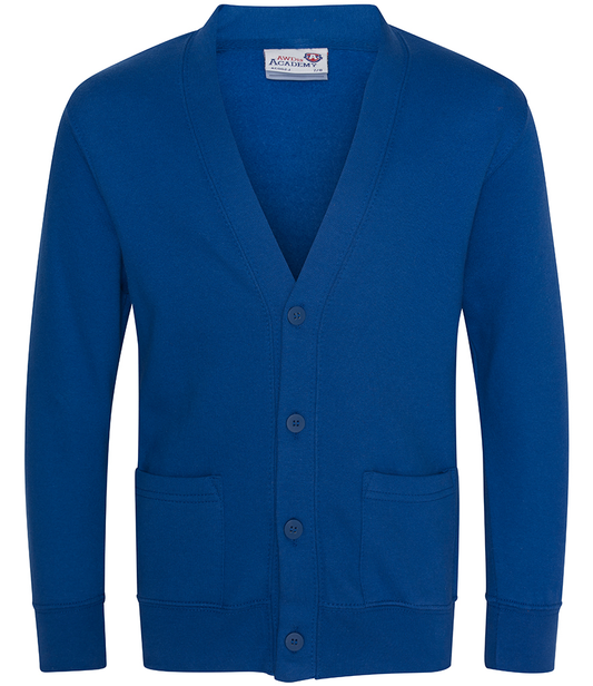 Blue Cardigan with Ladymount Primary School Logo Embroidered on