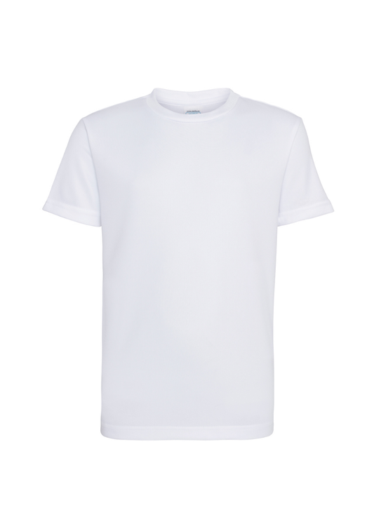 White PE Top with Priory Primary School Logo Embroidered on