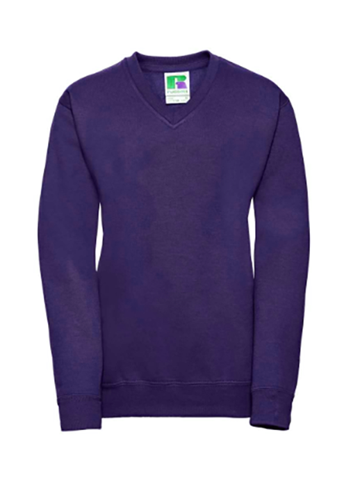 Purple V Neck Jumper with Co-op Academy Hillside Logo Embroidered on