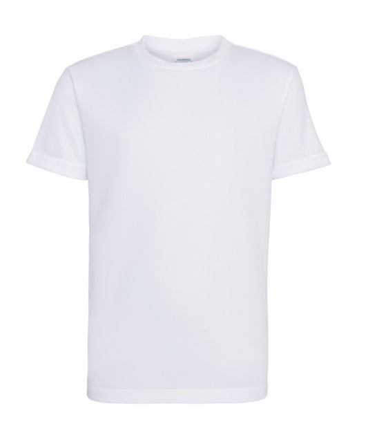 White PE Top with Holy Cross Catholic Primary School Logo Embroidered on