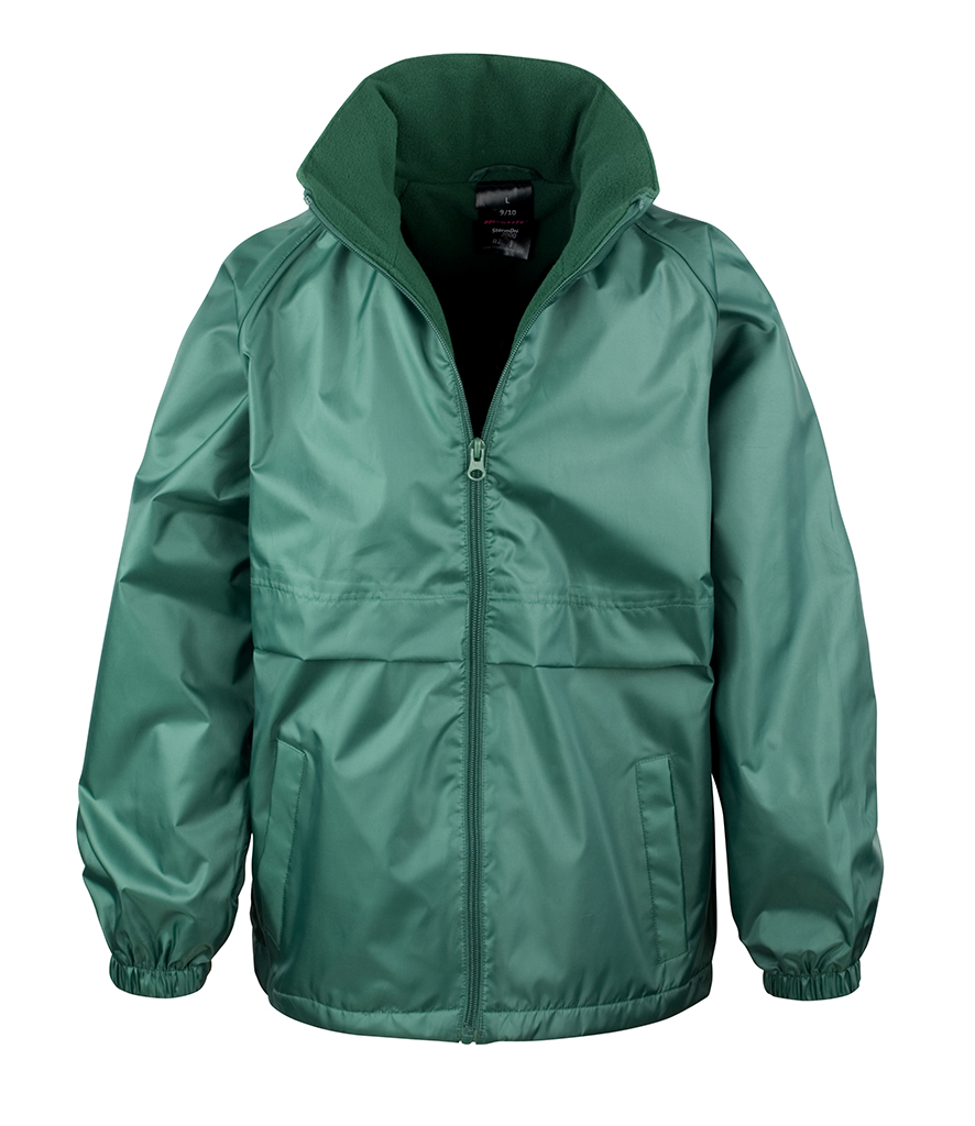 Green Reversable Coat with Miriam Day Nursery Logo Embroidered on